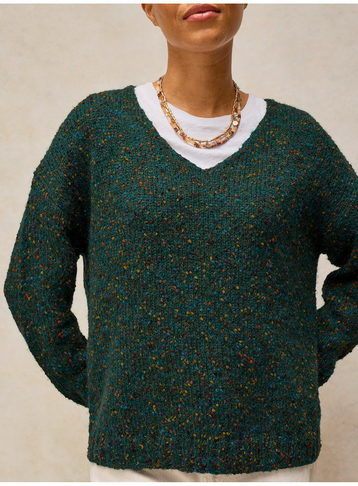 WHITE STUFF Texture V Neck Jumper 18 - Image 4 thumbnail